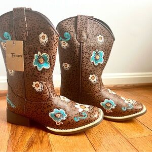 Twister Brown Cowgirl Boots with Floral Embroidery